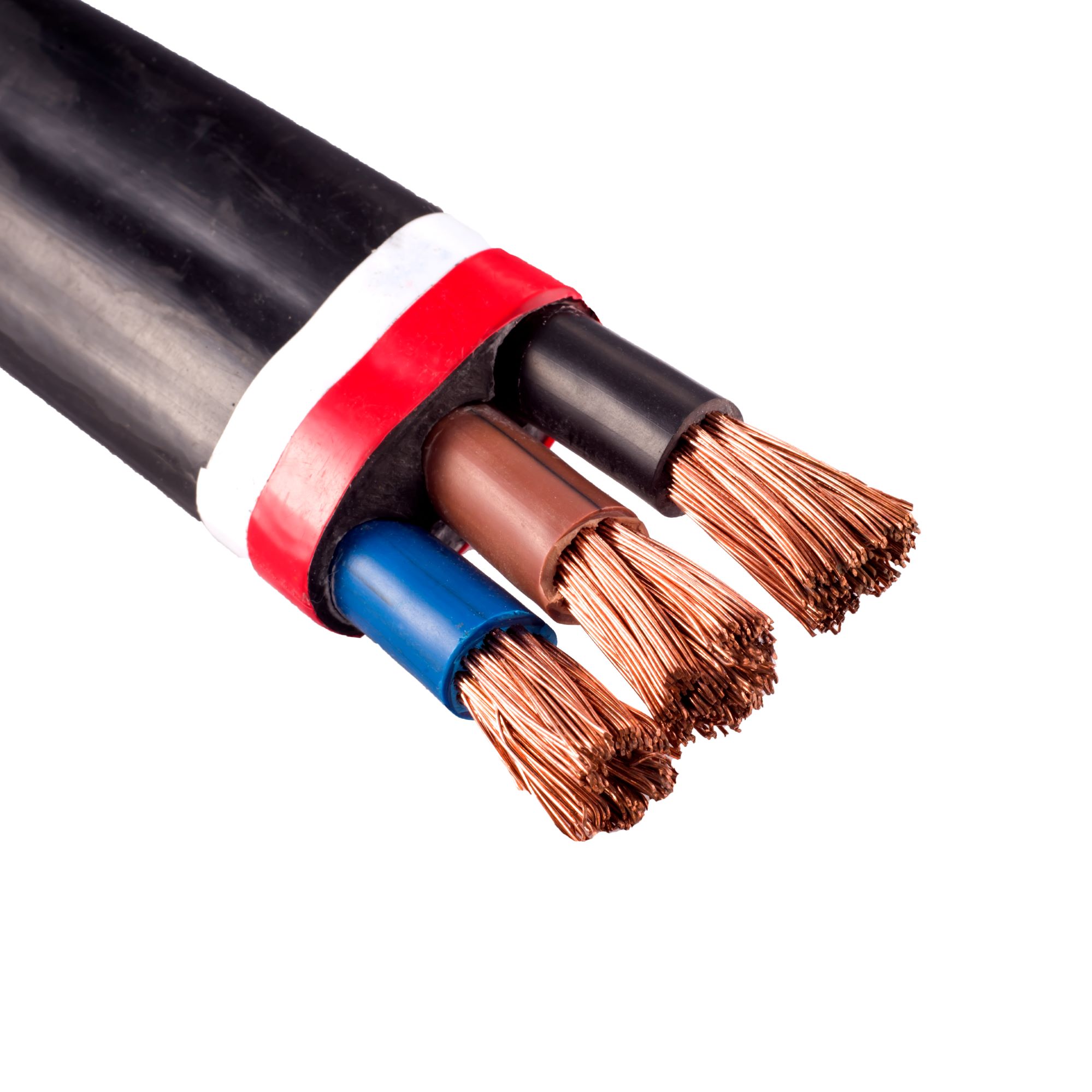 Flat cables with a cross-section of 3x25