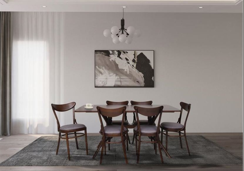 GERUF 114 , Classic Bentwood Dining Chair & Walnut Wood Table Set