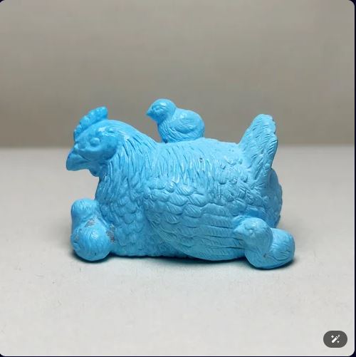 Handcrafted Kerman Ajami Turquoise Chicken Decorative Collectible Statue Table Ornament