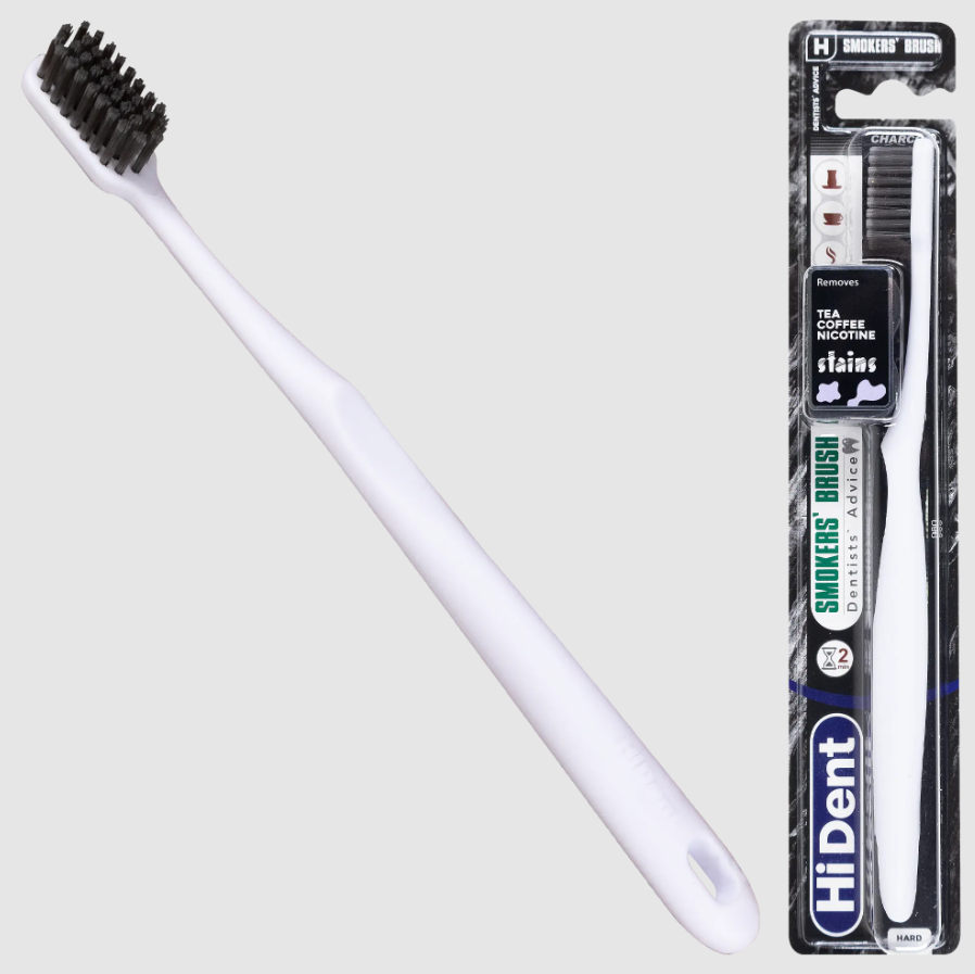 HiDent Smoker's brush medium toothbrush with cap
