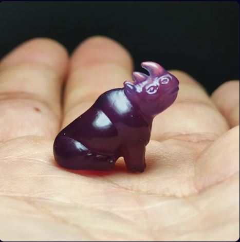 Handcrafted Iranian Lily Agate Rhinoceros Micro Sculpture Gemstone Pendant Bead – 17 Carat