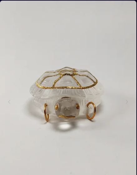 Handcrafted Natural Quartz Turtle Design Hanging Perfume Bottle Pendant with 24K Gold Plated Details
