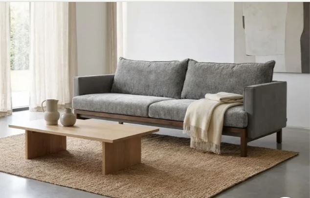 Zed Design Arusha современный трехместный обитый диван с каркасом из натурального твердого ореха, 220 см