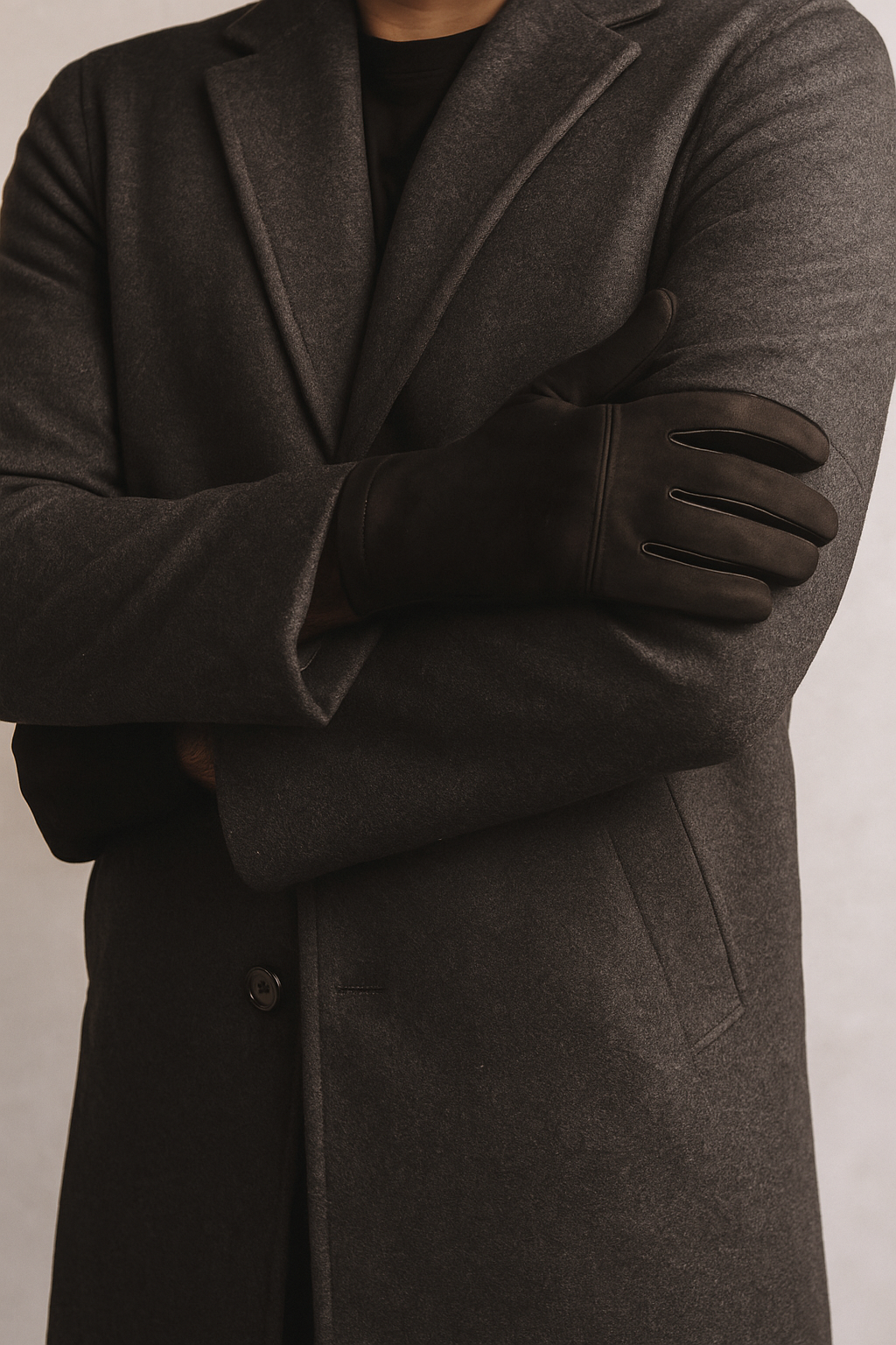 LYNOR unisex gloves, from the Do Angoshti Brand, suitable for men and women, suitable for cold weather, made of warm fabric and leather, beautiful and simple appearance with attractive wooden packaging, with sizing