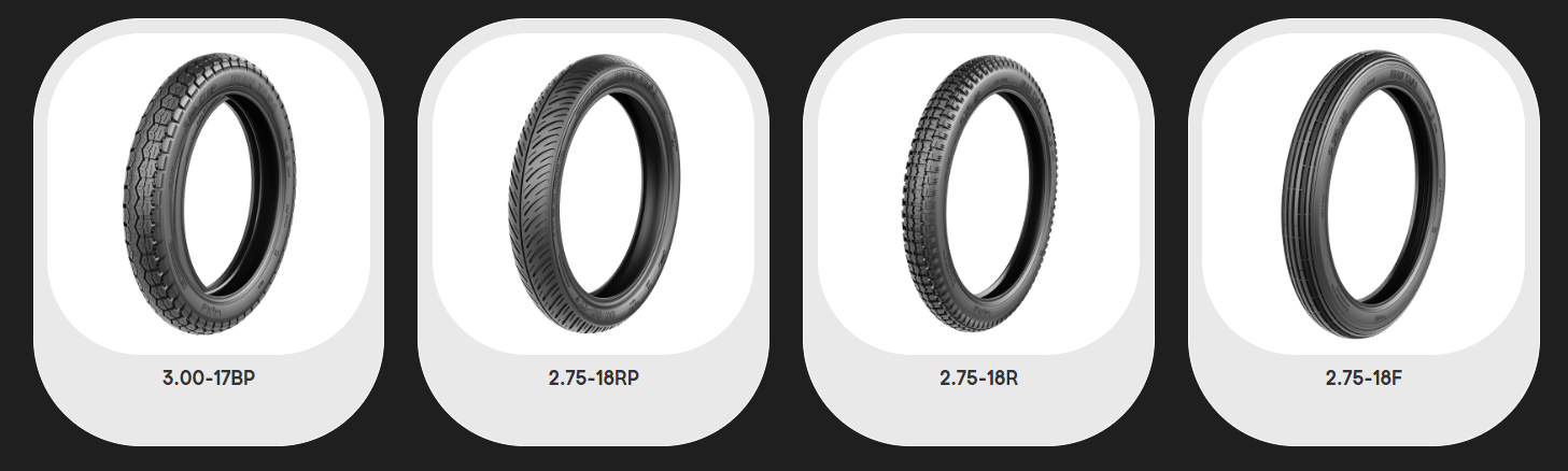 Narrow Urban Motorcycle Tires  17 & 18 Inch  Front & Rear  Multiple Tread Patterns