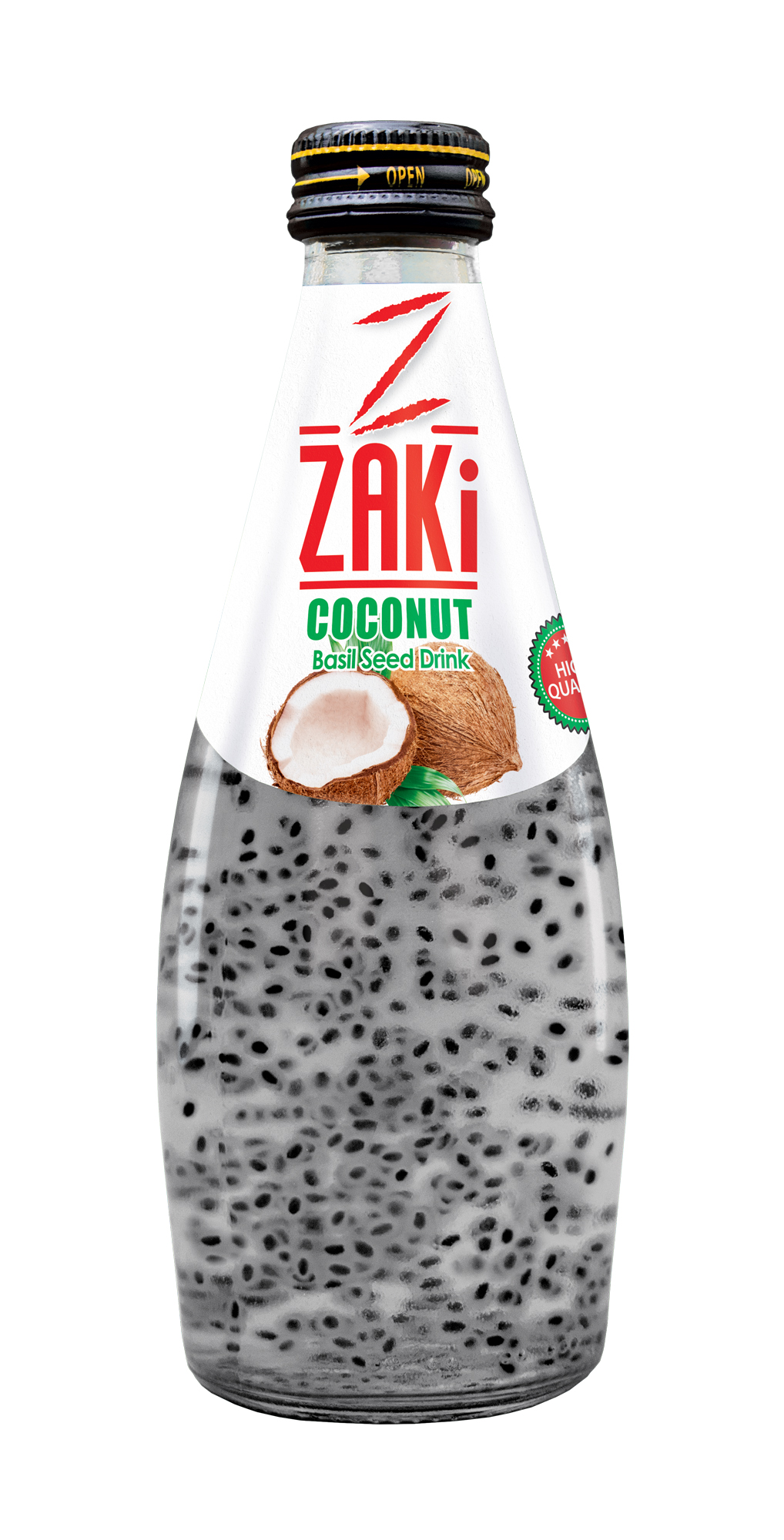 Coconut-Flavored Basil Seed Drink – 300ML Glass Bottle