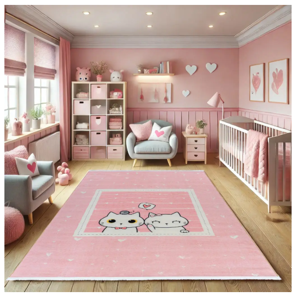 Polyester-Polyogen Rug, Kids Collection,Pink 25KD0030