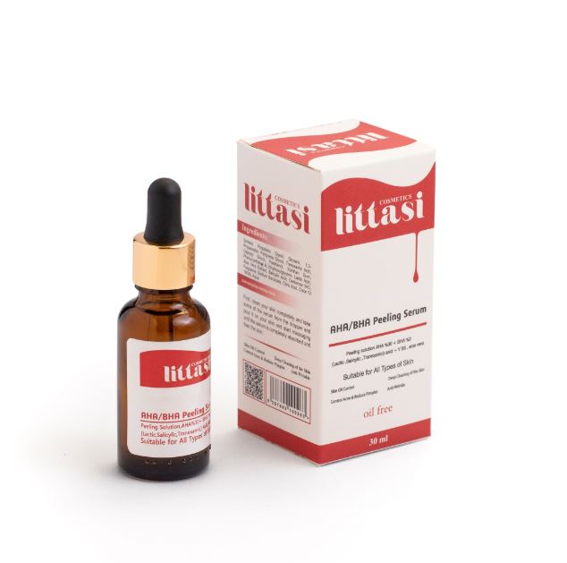 Littasi Professional AHA 30% + BHA 2% Intensive Peeling Solution & Exfoliating Facial Serum with Vitamin B5 and Aloe Vera  Deep Pore Clarifying, Skin Brightening & Acne Control Treatment for Normal to Oily Skin, 30 ml