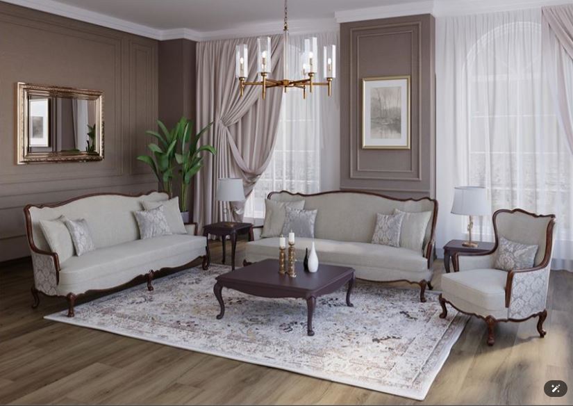 DELAN Classic Sofa Solid Beech Wood Frame & High-Density Foam Upholstery