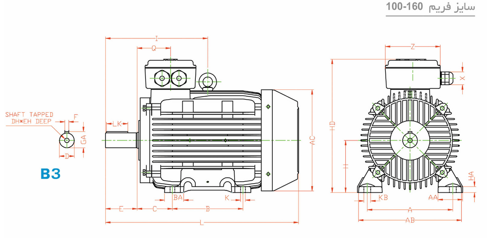Electromotor three-phase induction single-speed cast iron frame 100L2A 3-3000 55F 220/380 cast iron