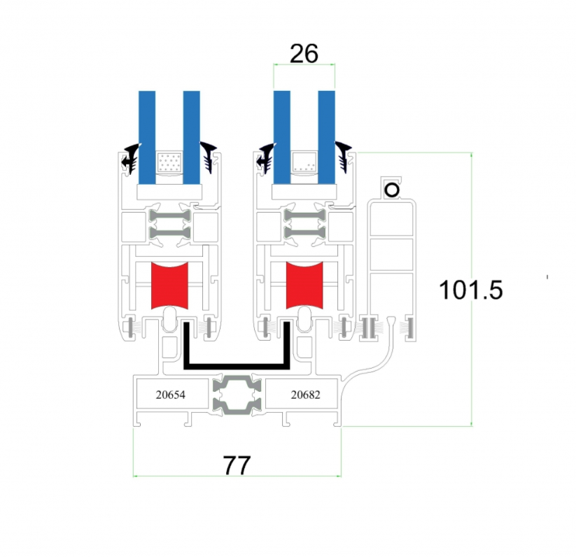 thermal break sliding window  system  TS 77-A 