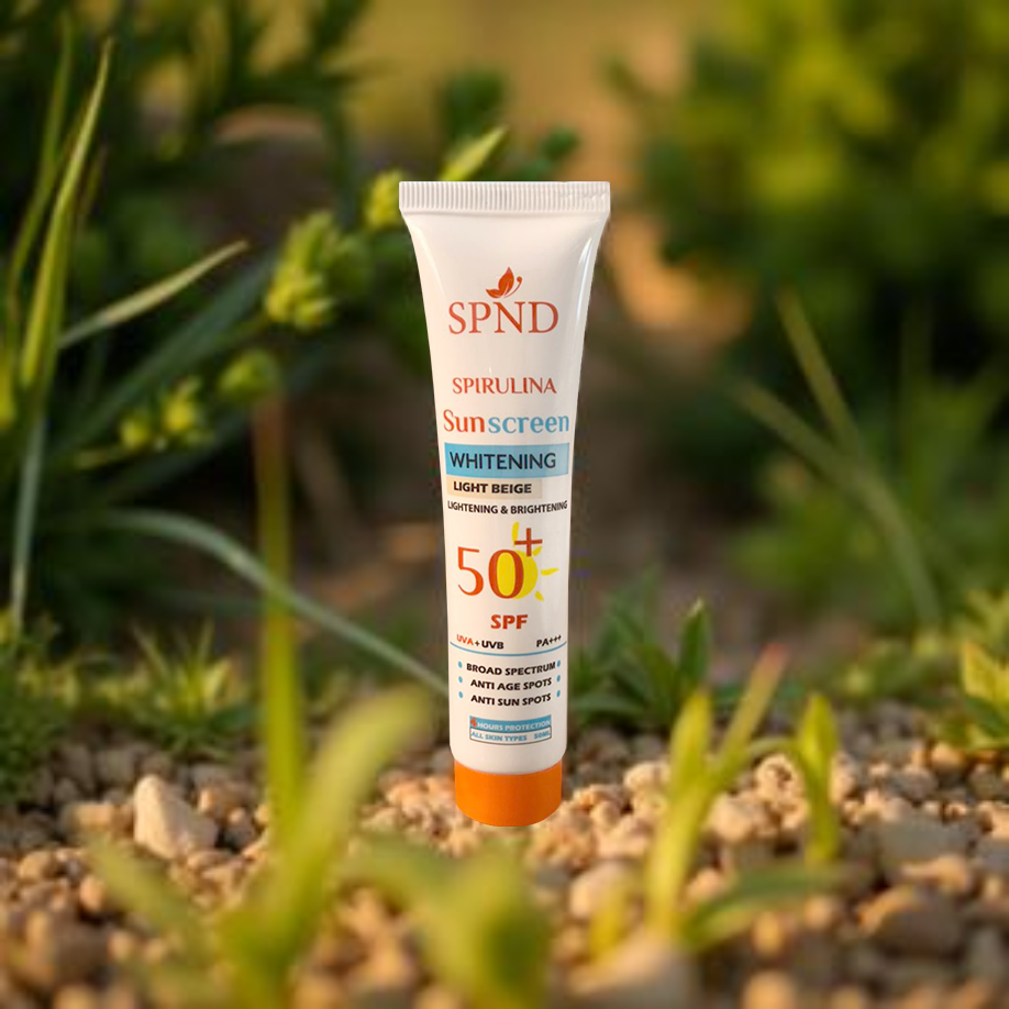SPND SPF50+ Spirulina Whitening Tinted Sunscreen  Light Beige
