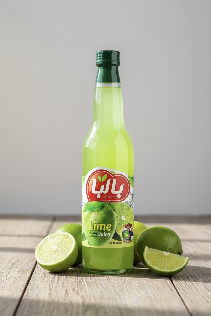 Balba 100% Pure Natural Lime Juice – 410g Premium Glass Bottle