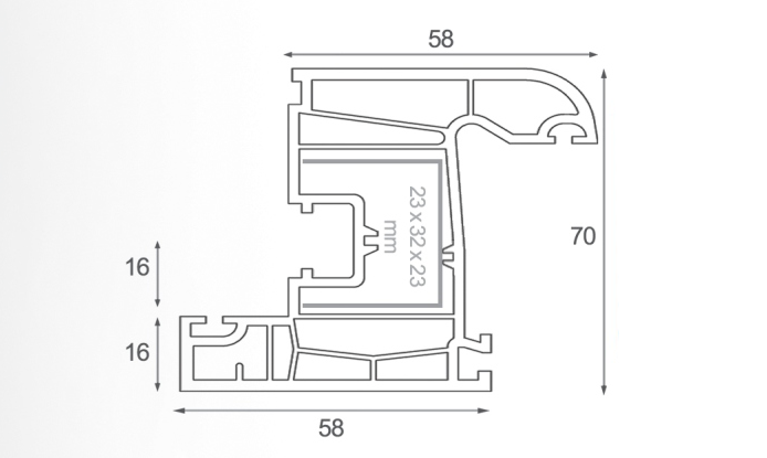 window sash profile 70mm