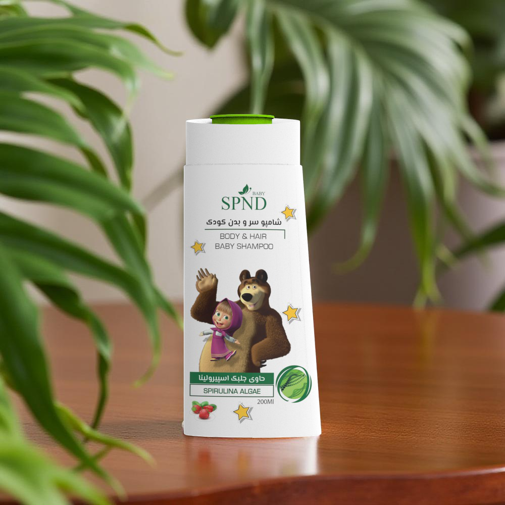 SPND Baby Body & Hair Shampoo  Spirulina Algae (200 ml)  Kids Cartoon Edition