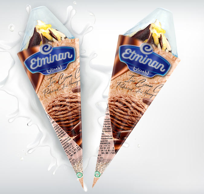 Eminan Cone Ice Cream  Vanilla & Chocolate Flavors
