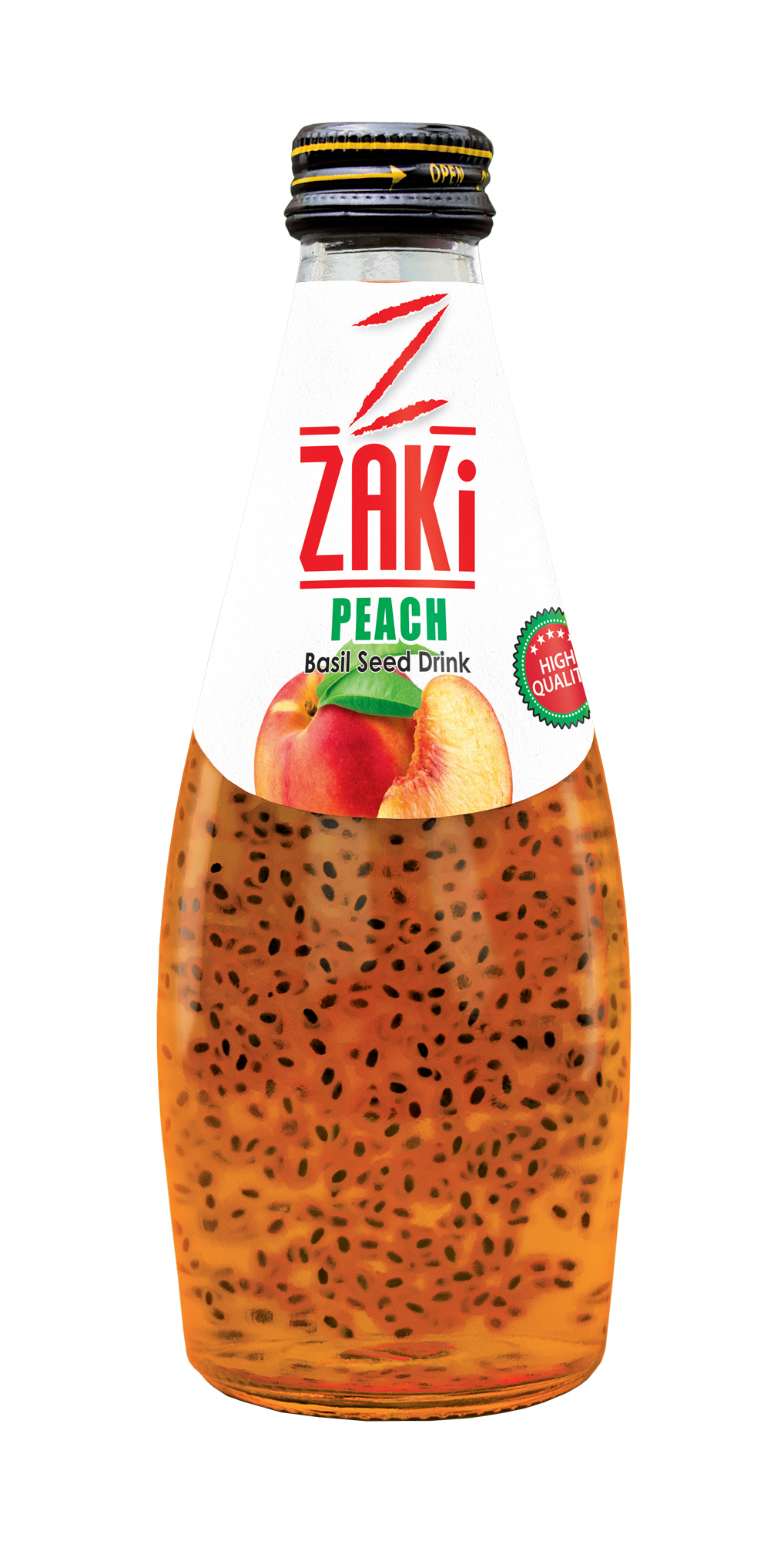 Peach-Flavored Basil Seed Drink – 300ML Glass Bottle