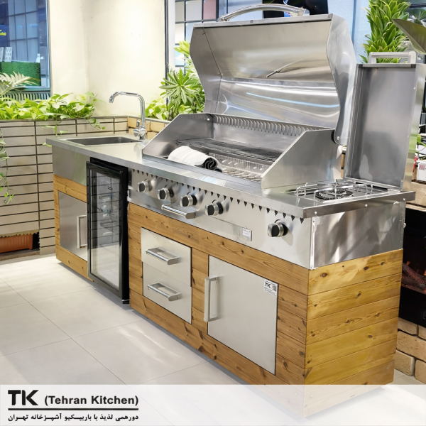 Tehran Kitchen 242 cm Gas & Charcoal BBQ Island with Sink