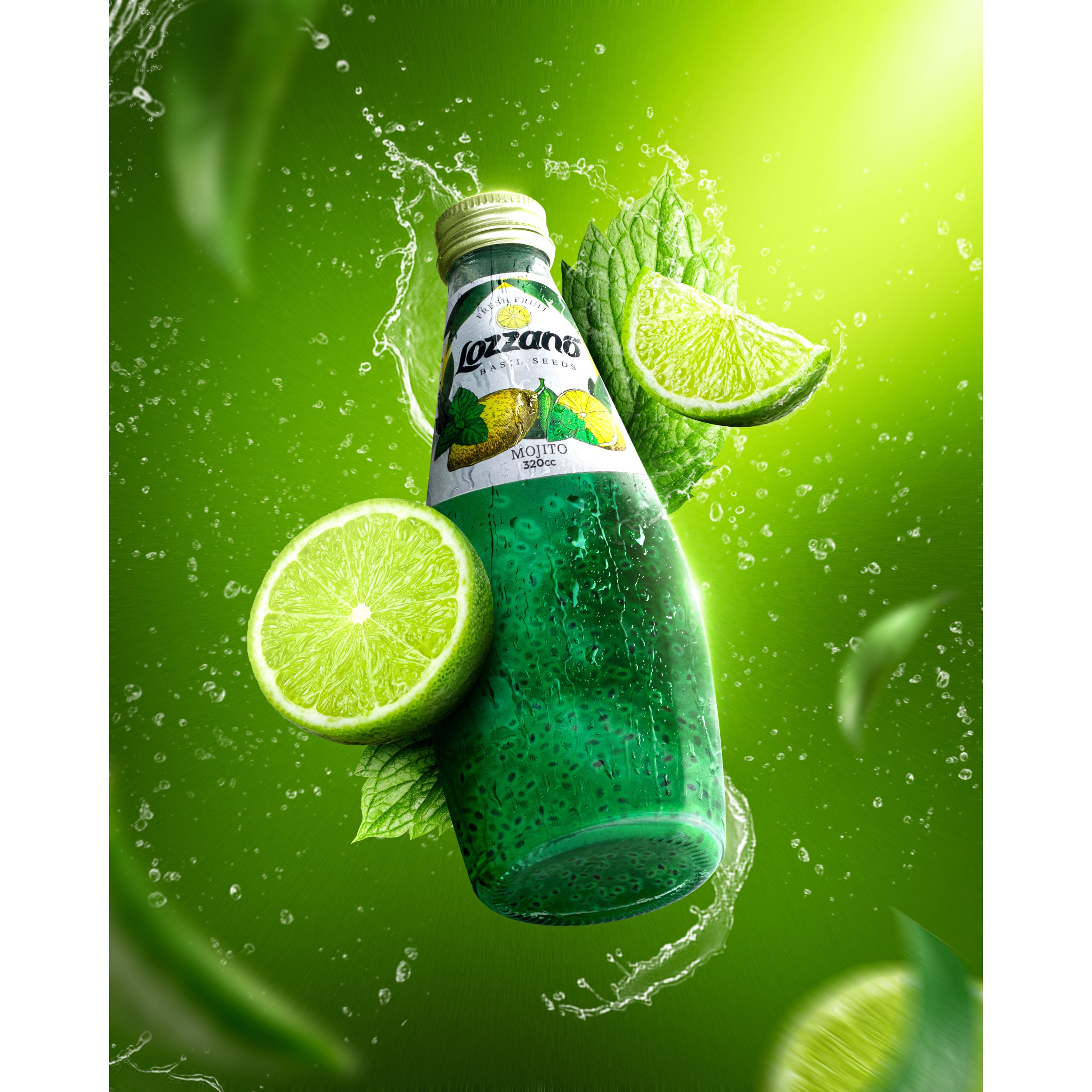 Lozzano Flavored Basil seeds Drink Glass Bottle