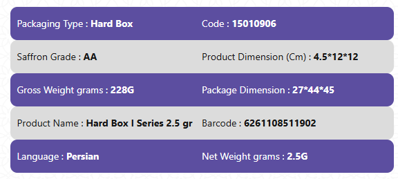 Red Saffron Grade AA-Hard Box I Series 2.5gr