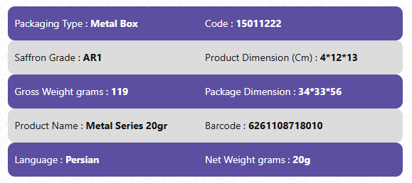 AR1 Grade Saffron-Metal Series 20gr