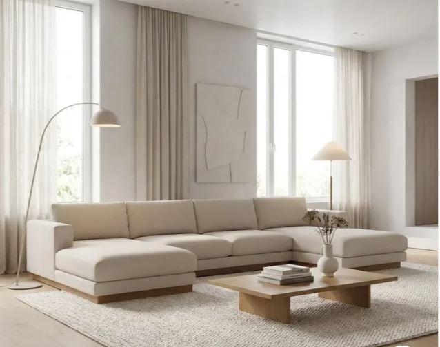 Zed Design Arta U-Shaped Comfort Sofa with Solid Natural Wood Frame & Hypoallergenic Foam
