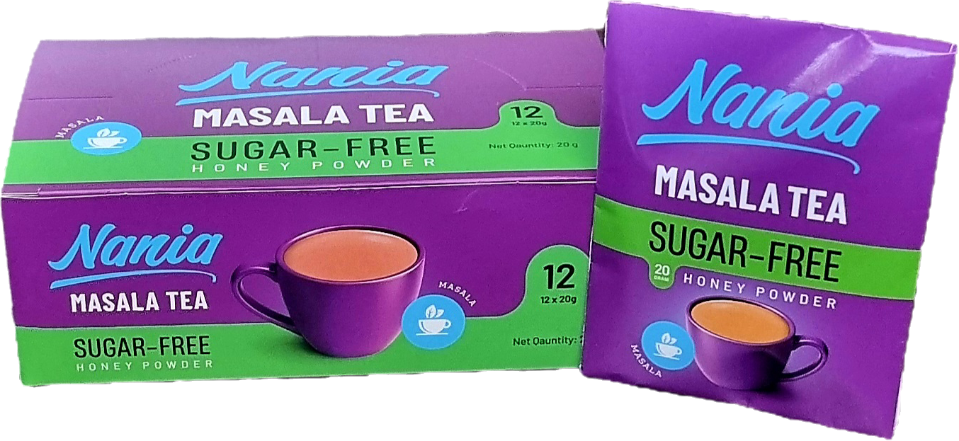 Nania Sugar-Free Masala Tea with Honey Powder – 12 Single-Serving Sachets