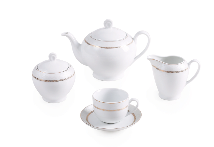 17-Piece Porcelain Tea Set - Golden Gift Design