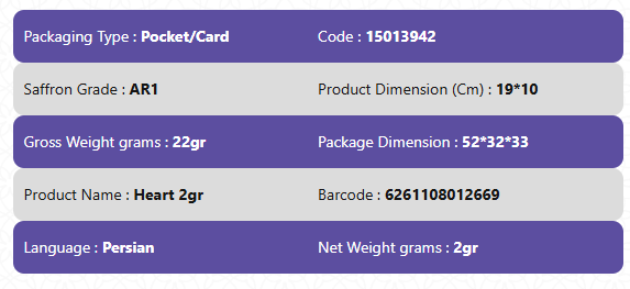 First Grade Pure Saffron-Heart Series 2g - 0.5g - 0.2g