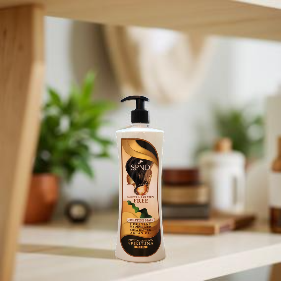 SPND Sulfate & Paraben Free Keratin Hair Shampoo  Shea Butter, Argan Oil & Spirulina (750 ml)