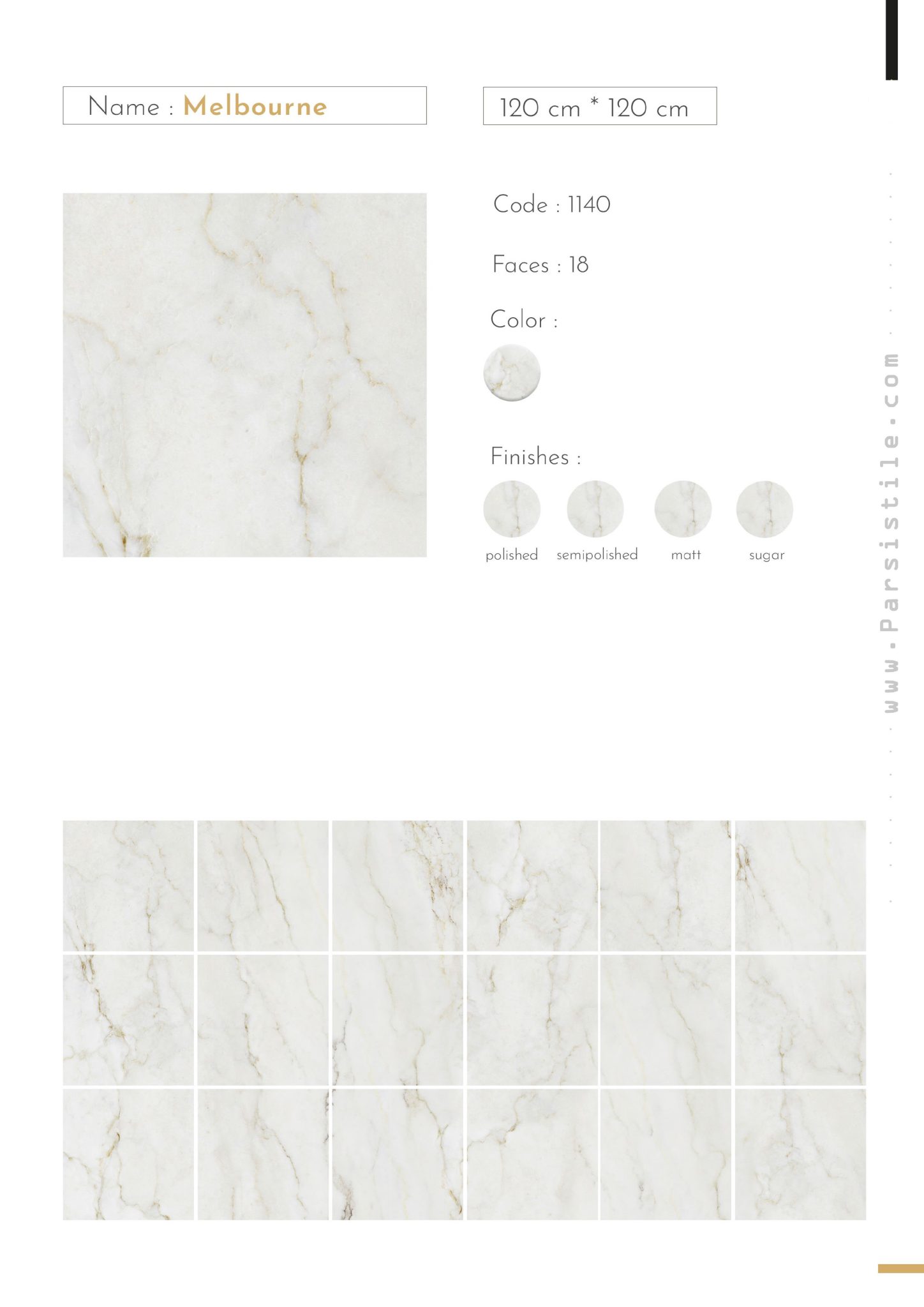 Porcelain ceramic, size 120*120, Parsis Ceramic, code 1140