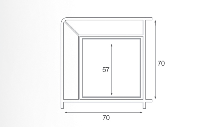 hollow square section 70mm
