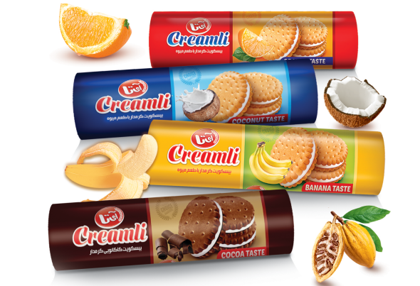 Creamli Cream-Filled Biscuit  Orange / Coconut / Banana / Cocoa Flavors