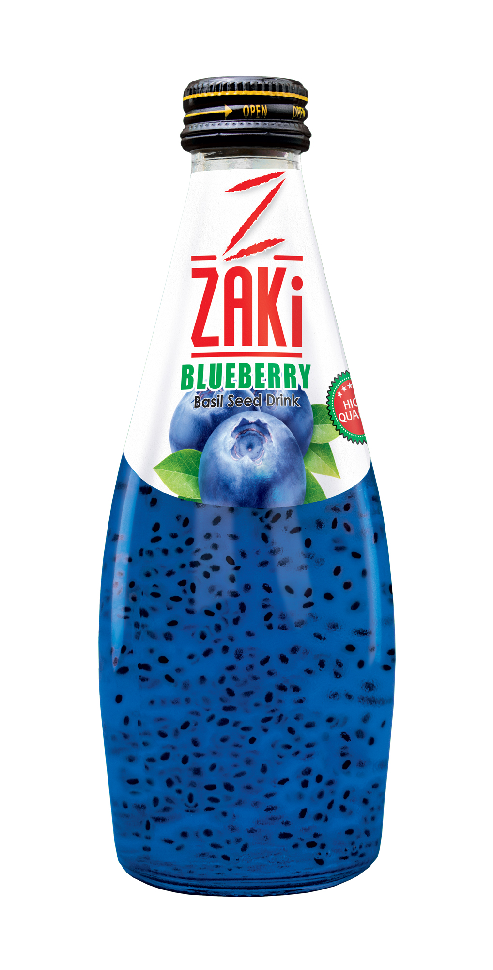 Blueberry-Flavored Basil Seed Drink – 300ML Glass Bottle