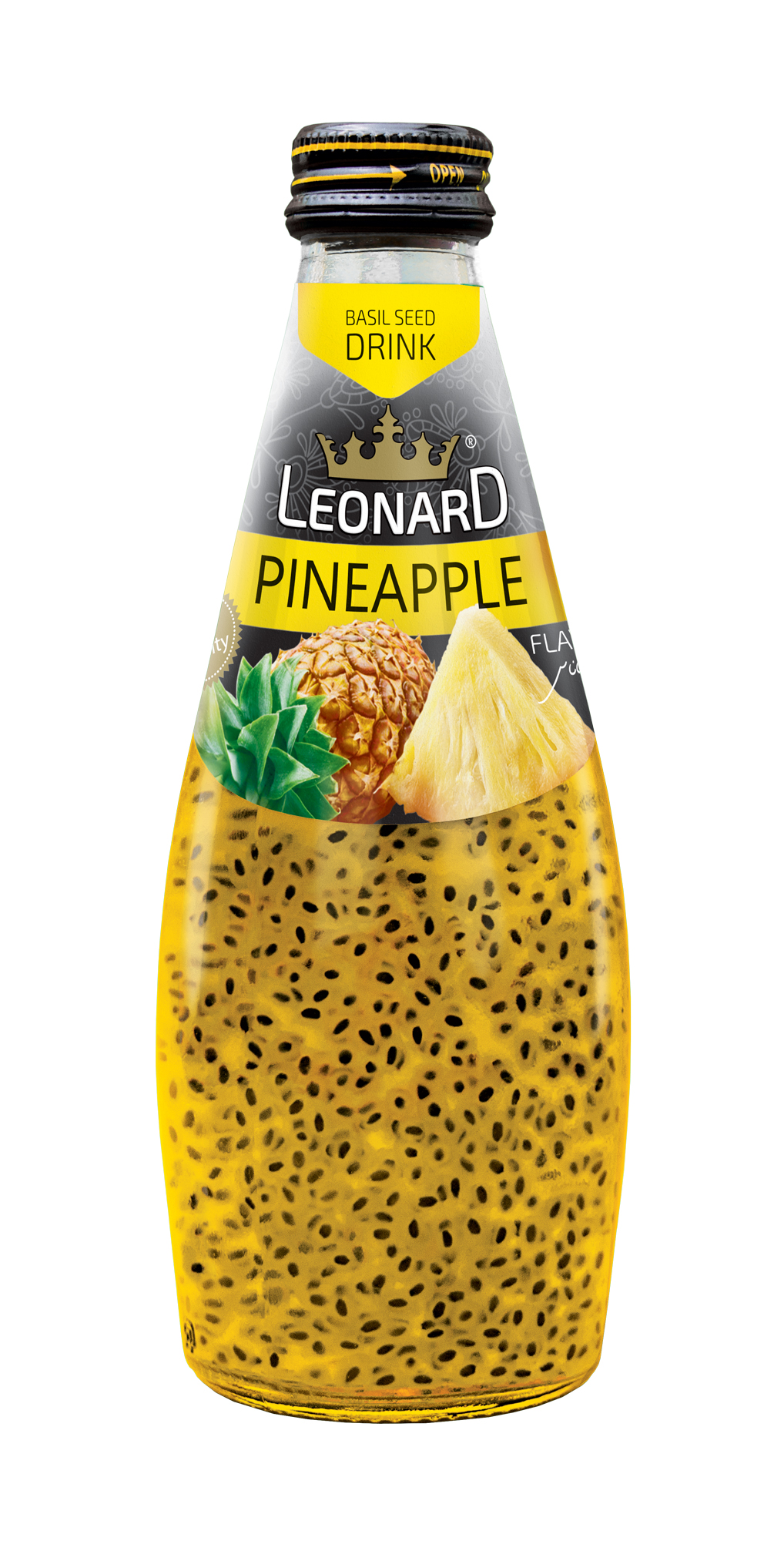 Basil Seed Drink with Pineapple Flavor – 300 ml Glass Bottle