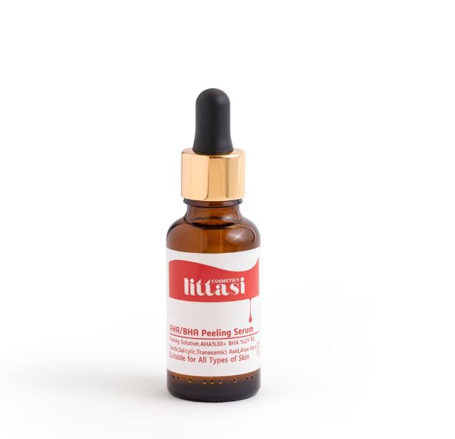 Littasi Professional AHA 30% + BHA 2% Intensive Peeling Solution & Exfoliating Facial Serum with Vitamin B5 and Aloe Vera  Deep Pore Clarifying, Skin Brightening & Acne Control Treatment for Normal to Oily Skin, 30 ml