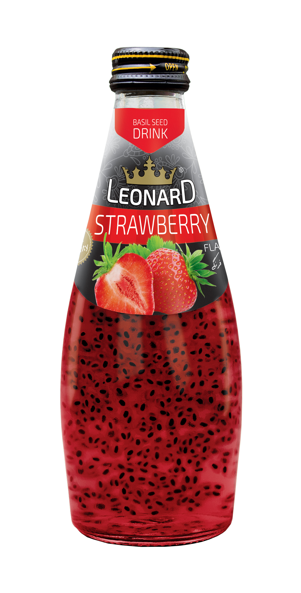 Basil Seed Drink with Strawberry Flavor – 300 ml Glass Bottle