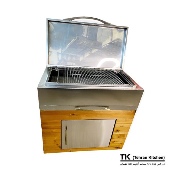 Tehran Kitchen 75 cm Stainless Steel & Thermowood Charcoal BBQ Grill with Cabinet