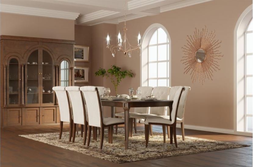 LOMAN , Neoclassical Dining Set with Beech-Veneered Table & Upholstered Chairs