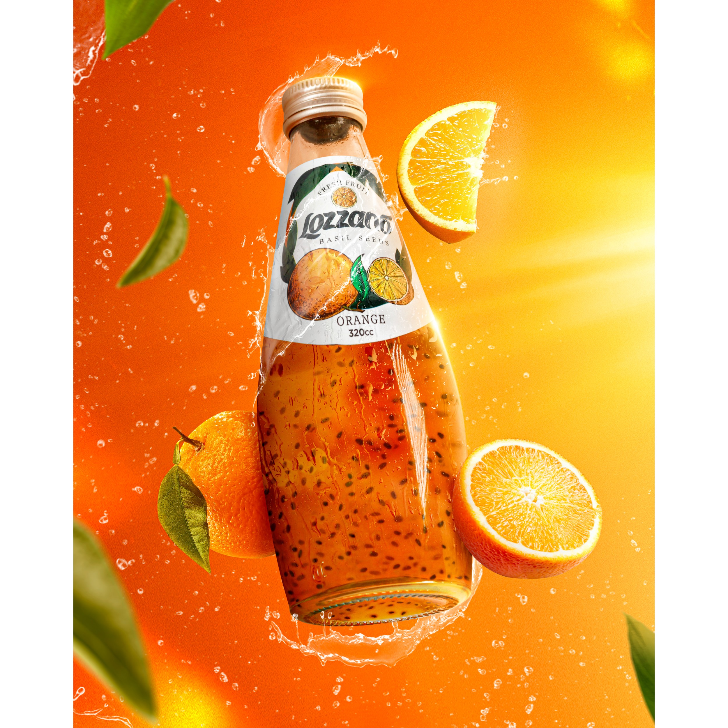 Lozzano Flavored Basil seeds Drink Glass Bottle