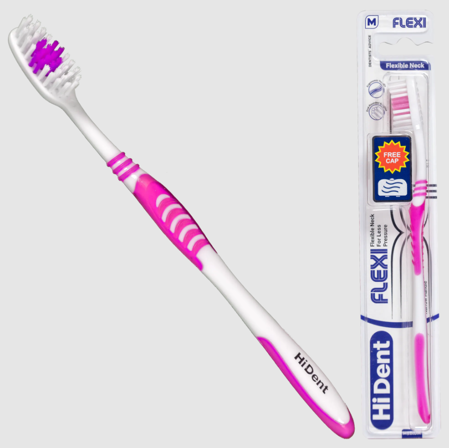 HiDent Flexi soft-medium toothbrush with cap