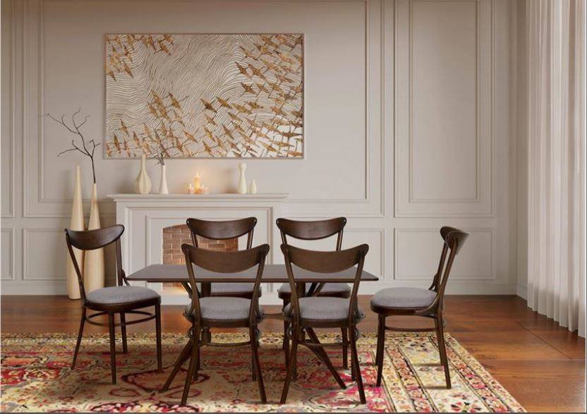 GERUF 114 , Classic Bentwood Dining Chair & Walnut Wood Table Set